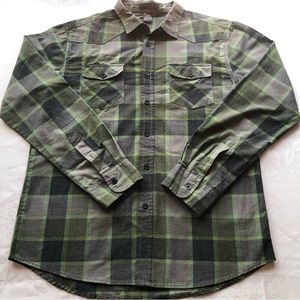 Diamond Jack Green/Gray Plaid Western Style Button-Up Shirt Women’s Size L Top